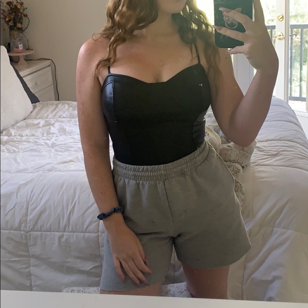 Faux leather bodysuit